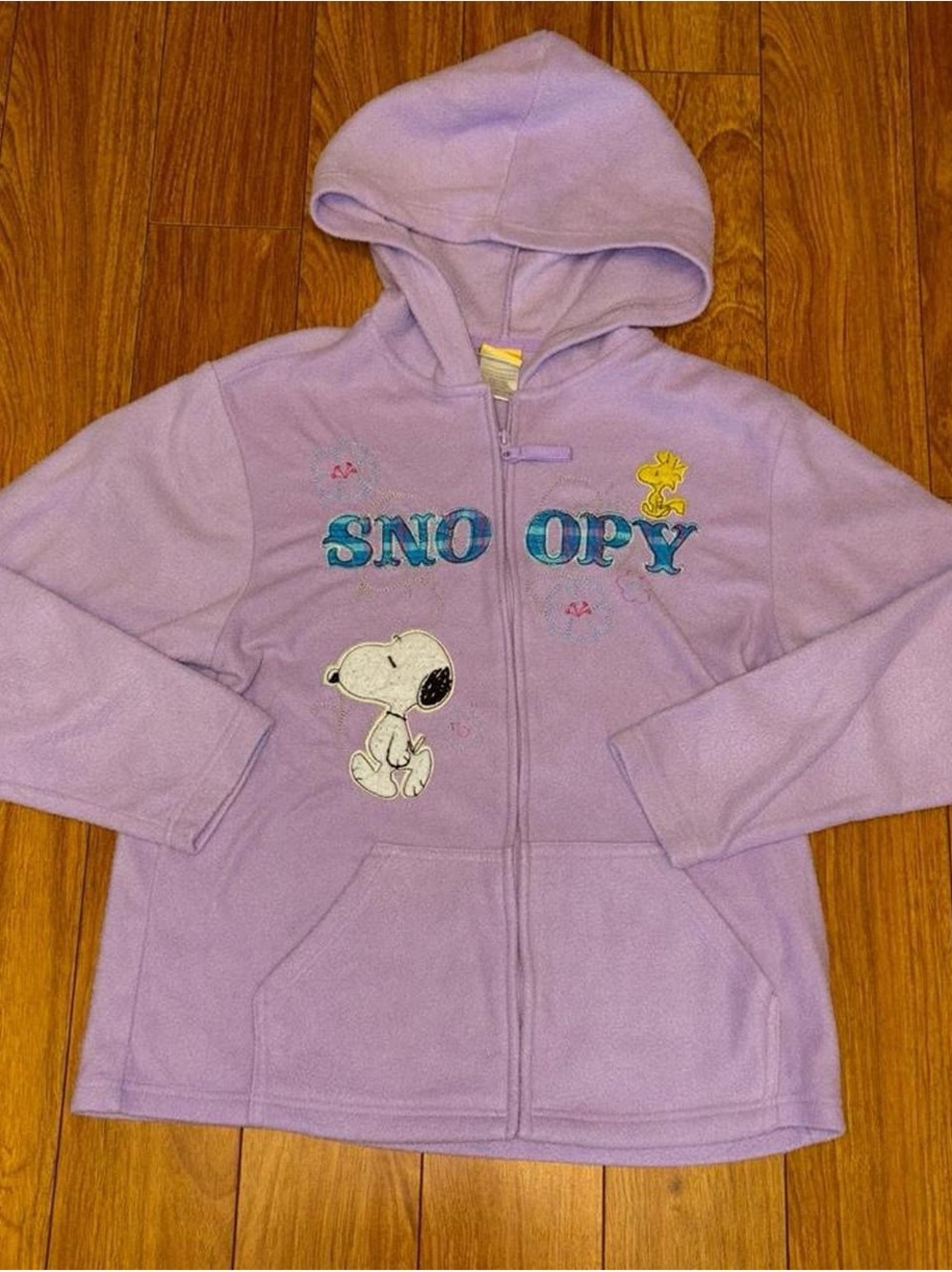 Y2K vintage Fleece Purple Snoopy and Woodstock hoodie